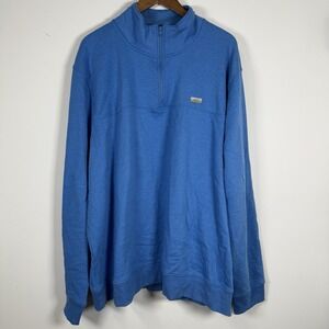 Ocean + Coast Pullover Sweatshirt Men's 2XL Blue Fleece Cotton 1/4 Zip NWT